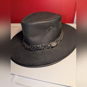 Kakadu Classic Black Leather Hat with Braided Detail